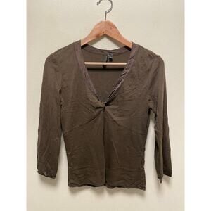 Vintage The Limited Women Top Large Brown Babydoll Sleeve Bella Swan Grunge Y2K